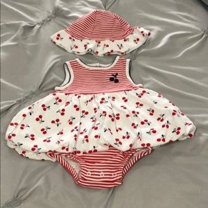 Little me baby girl cherry dress set size 9 months